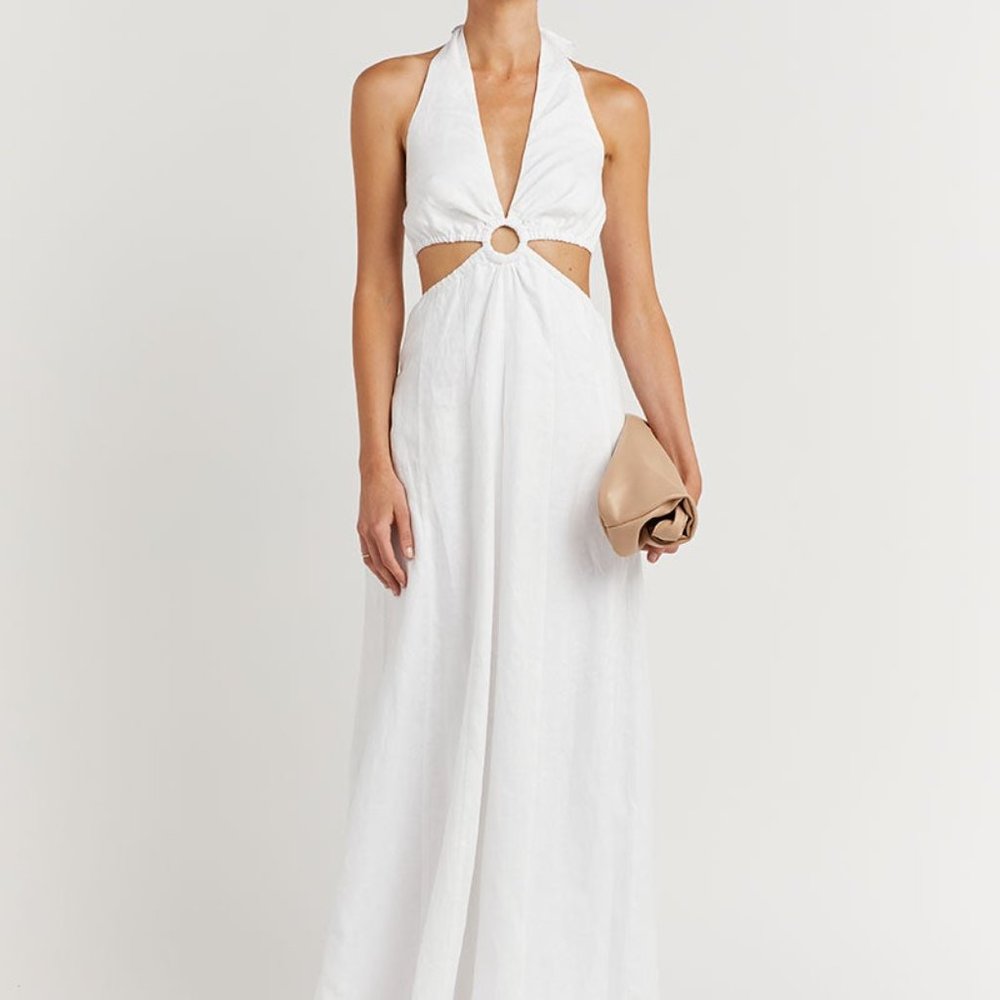 DIISH Layne White Halter Midi Dress